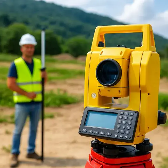 Equipo GNSS de topografía en Medellín capturando datos sobre terreno con asistente en segundo plano